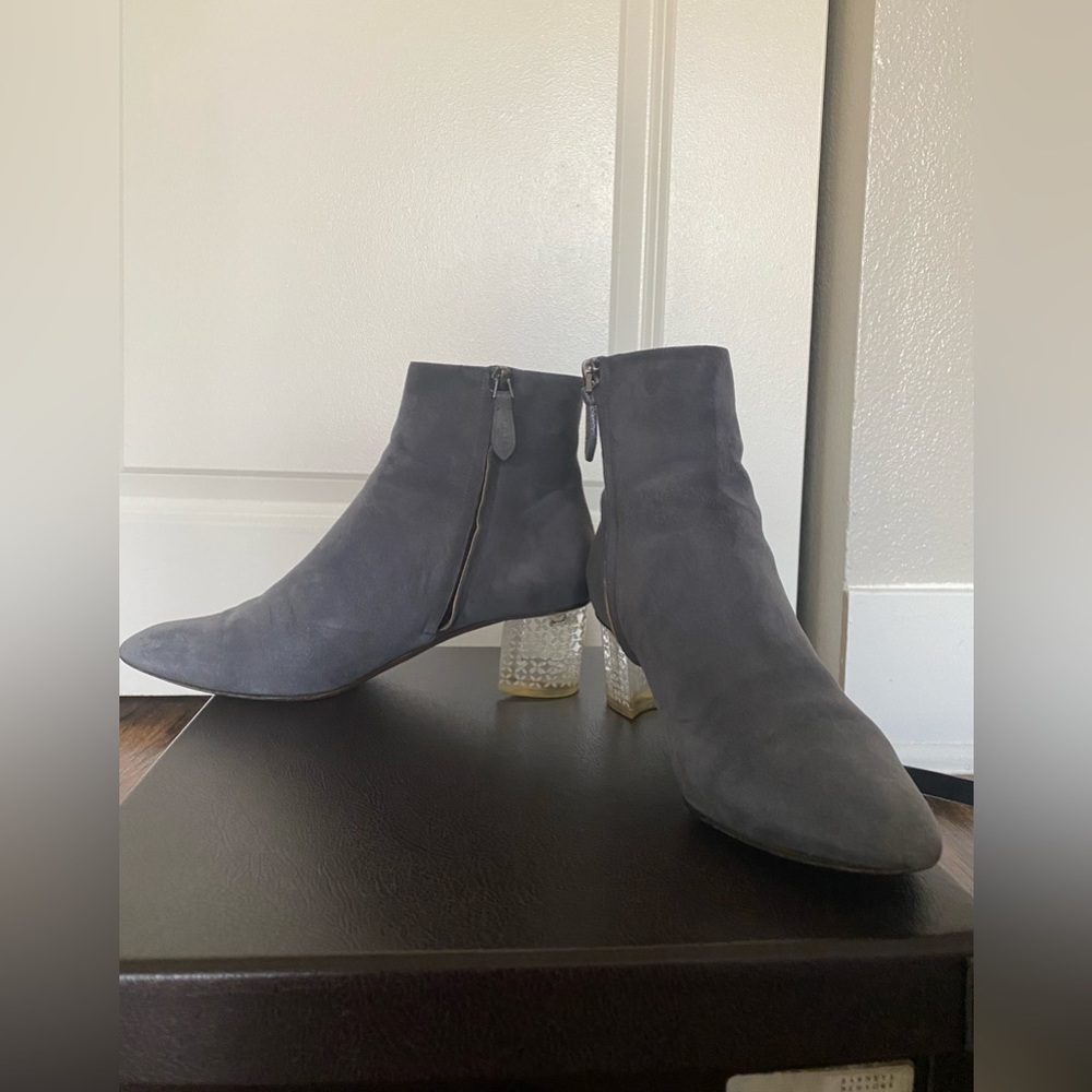 Alaia blue suede ankle heel booties